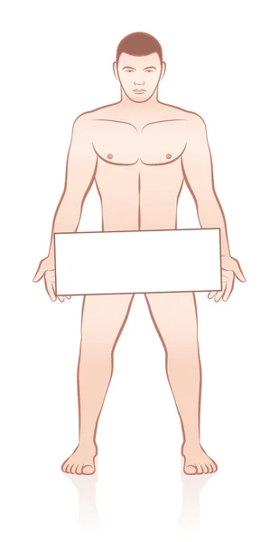 Hombre desnudo sosteniendo tablero de letreros vacío — Archivo Imágenes Vectoriales