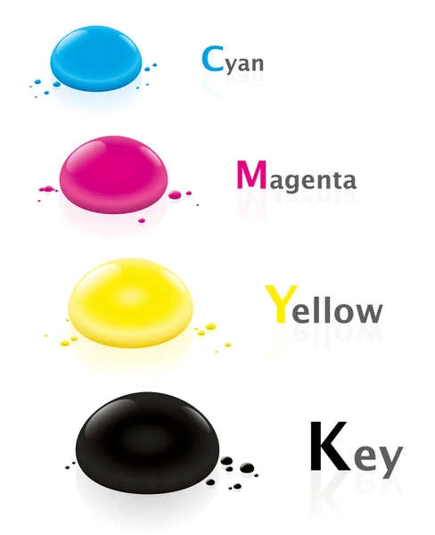 Cyan Magenta Amarelo Chave CMYK Aquarelas —  Vetores de Stock