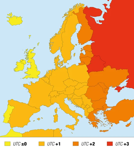 Fuseaux horaires standard Europe — Image vectorielle