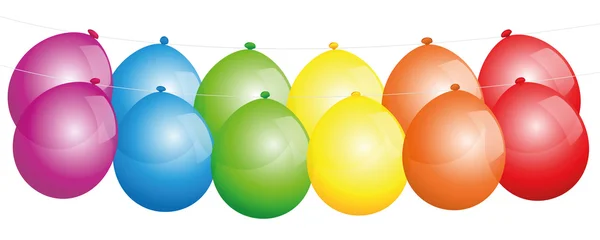 Balões em uma linha de cores do arco-íris —  Vetores de Stock