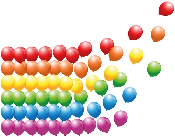 Regenbogenballons schweben davon — Stockvektor