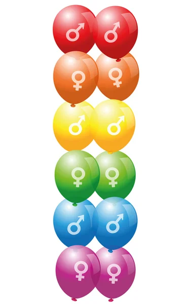 男同性恋女同性恋爱标志气球 — 图库矢量图片