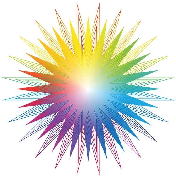 Colores de arco iris Sun Star — Vector de stock