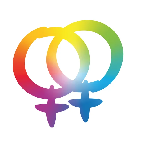Lesbian Love Symbol Rainbow Colors — Stock Vector