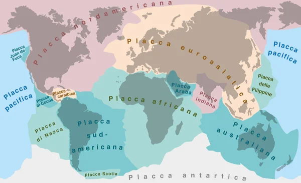 Tektonische platen Italiaans Labeling — Stockvector