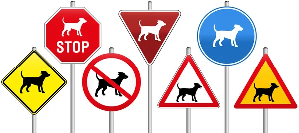 道路交通标志的狗 — 图库矢量图片