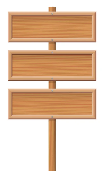 Três placas de sinal de madeira —  Vetores de Stock