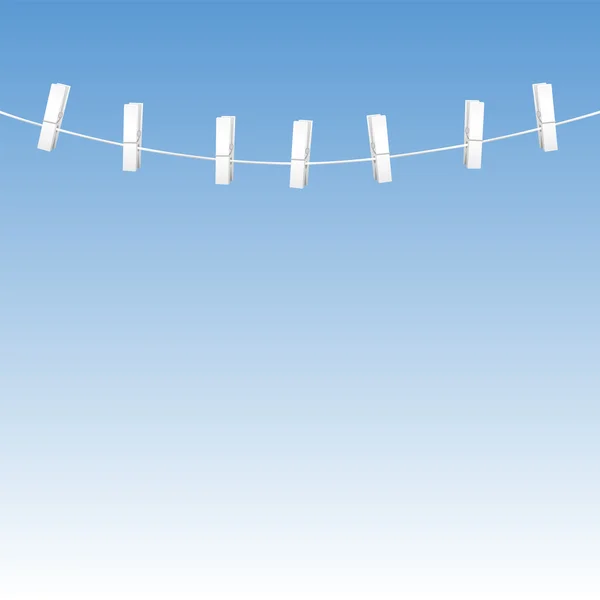 Kleding lijn touw kleren Pins Blue Sky — Stockvector