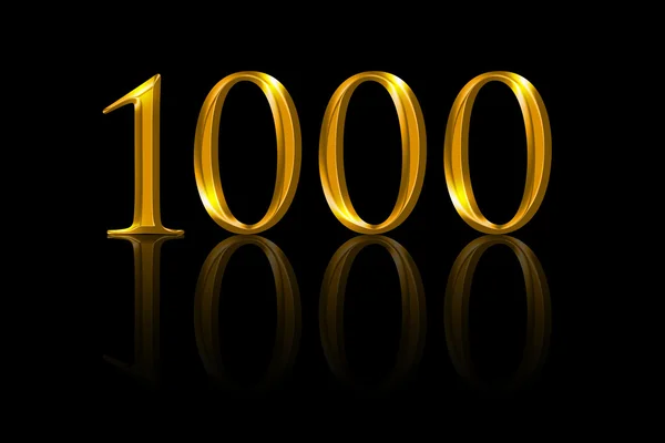 One thousand gold numbers on black background — Stock fotografie