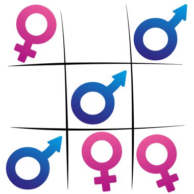 Cinsiyet mücadele kazanan adam Tic Tac Toe