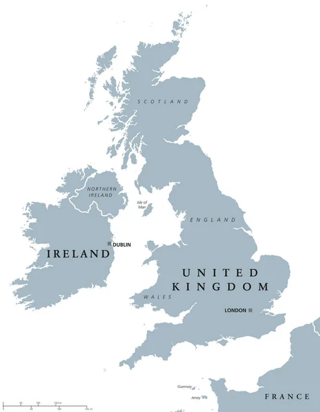 Mapa político da Irlanda e do Reino Unido —  Vetores de Stock