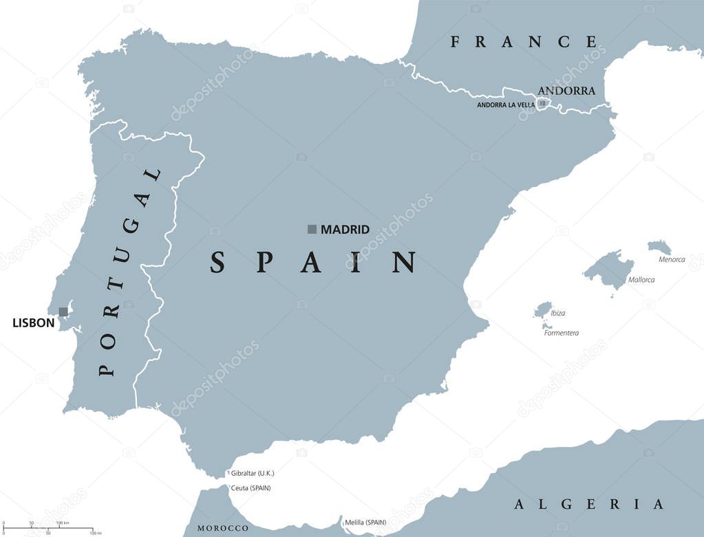 Mapa de Portugal - Político, Portugal e Espanha, cidades e turístico