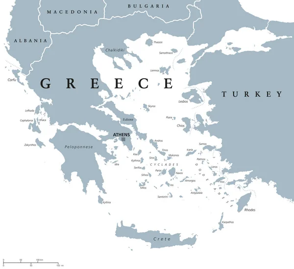 Mapa político greece — Vetor de Stock