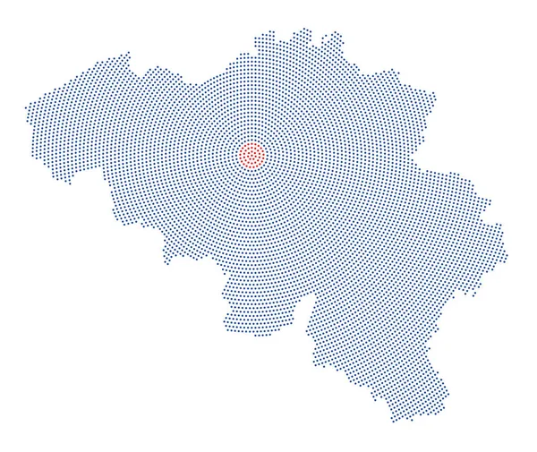 벨기에 지도 방사형 점 패턴 — 스톡 벡터