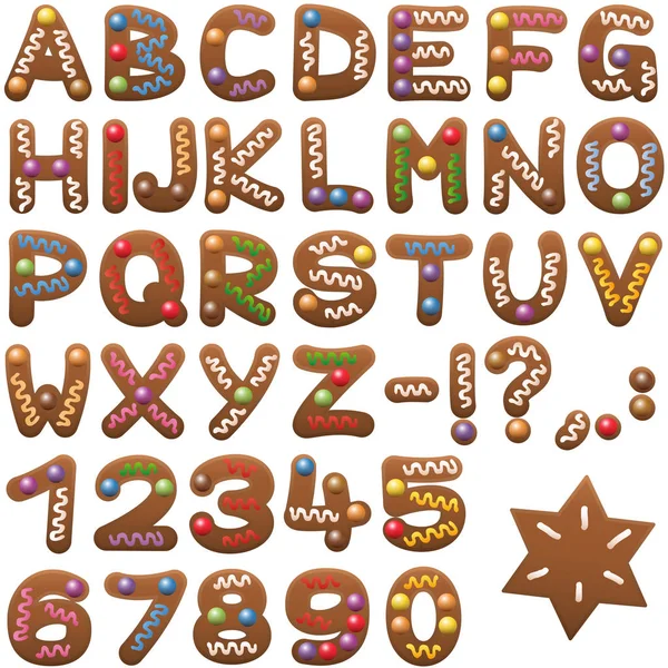 Gingerbread Alphabet Letters Font — Stock Vector