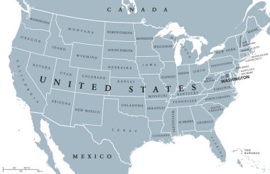 ABD Amerika Birleşik Devletleri siyasi harita
