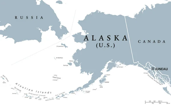 Mapa político del estado de Alaska Estados Unidos — Vector de stock