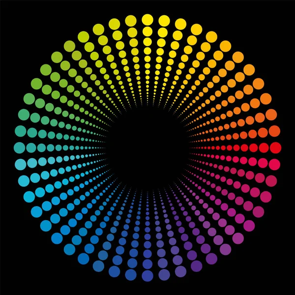 Tubo colores puntos negro final patrón circular — Archivo Imágenes Vectoriales