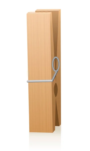 Pinza de tela de madera individual — Vector de stock