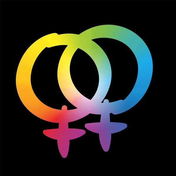 Leszbikus szerelem ikon szivárvány színű — Stock Vector