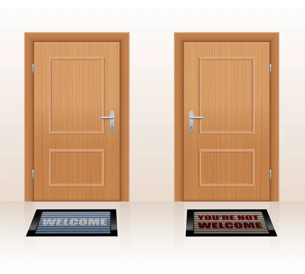 Welcoming Not Welcome Doors — Stock Vector