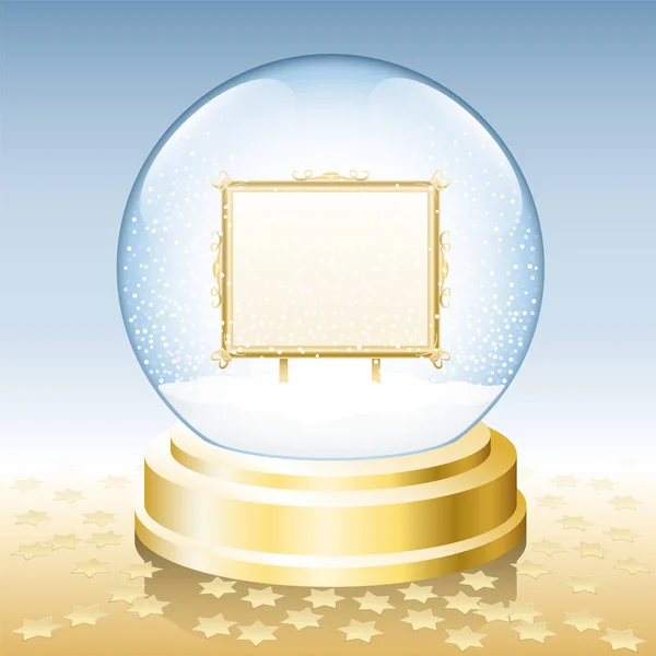 Snow Globe Χρυσή κορνίζα κενό — Διανυσματικό Αρχείο