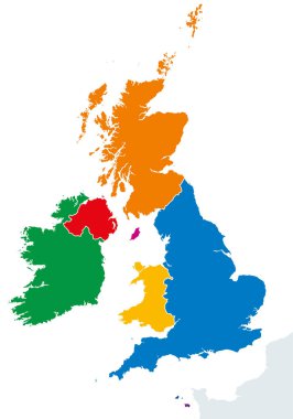 Britanya Adaları ülkeler siluetleri harita