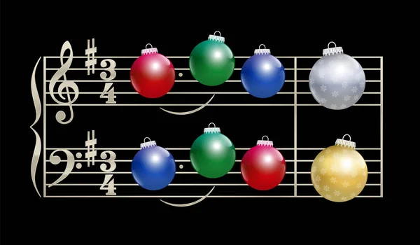 Karácsonyi baubles dal kottából — Stock Vector