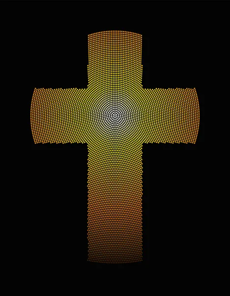 Croix latine dorée motif point radial illustration — Image vectorielle