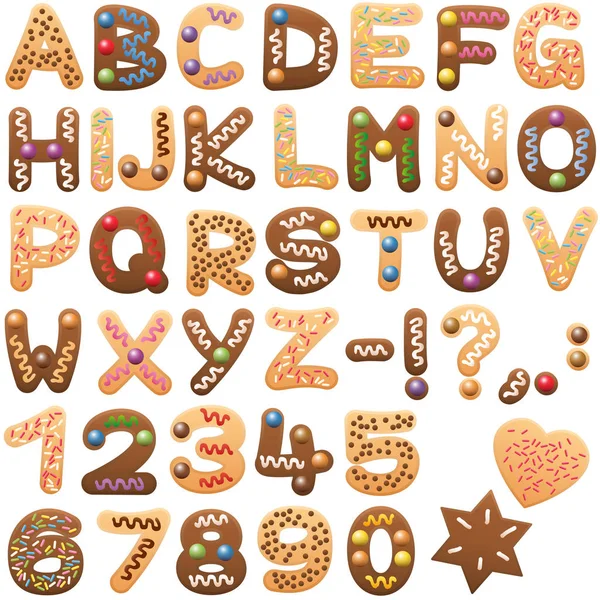 Christmas Alphabet Gingerbread Cookies Letters Font — Stock Vector