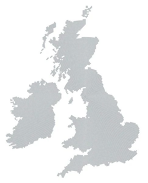 イギリス諸島地図灰色放射状ドット パターン — ストックベクタ