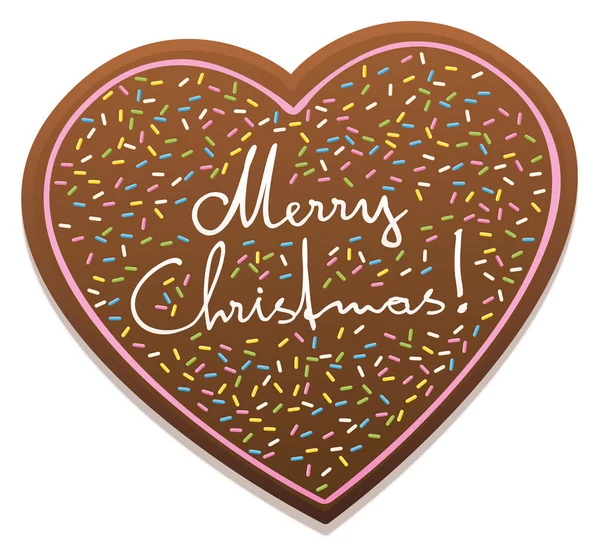 Gingerbread kalp neşeli Noel — Stok Vektör