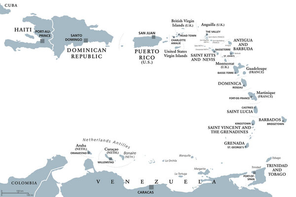 Lesser Antilles political map