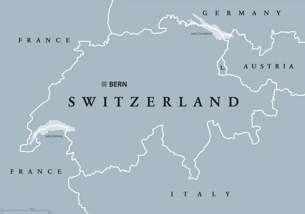 Politische Landkarte der Schweiz — Stockvektor