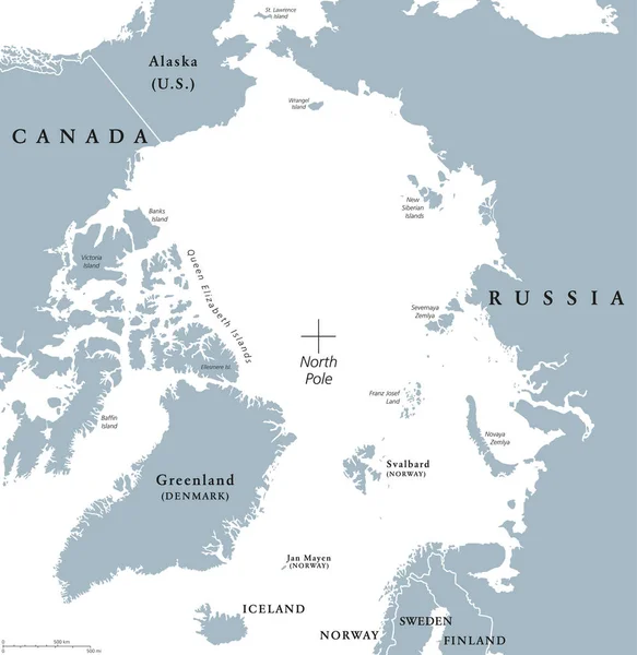 北极地区政治地图 — 图库矢量图片