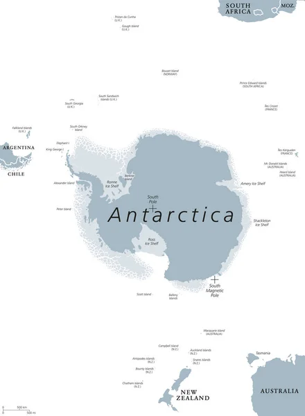 Antarktika Bölgesi siyasi harita — Stok Vektör
