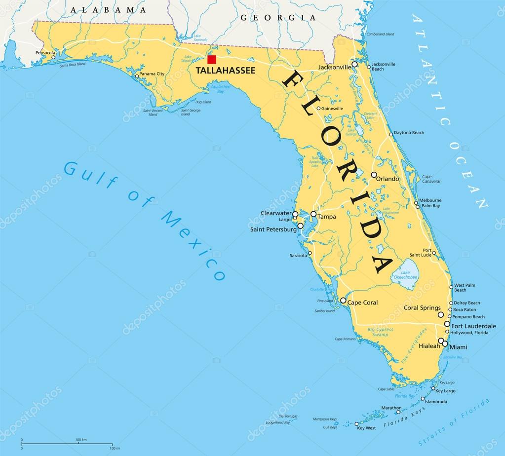 Mapa político de Florida Vector de Stock de ©Furian 135965198