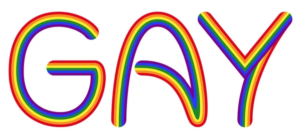 Lettrage couleur arc-en-ciel gay, mouvement LGBT — Image vectorielle