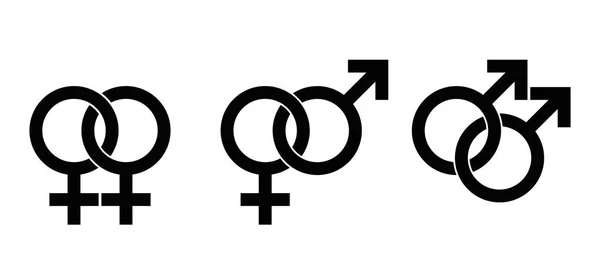 Gender identity symbols for homosexuality and heterosexuality — Stock Vector