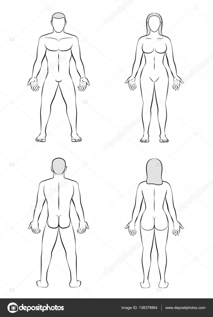 Man Woman Body Blank Outline Illustration Stock Vector by ©Furian