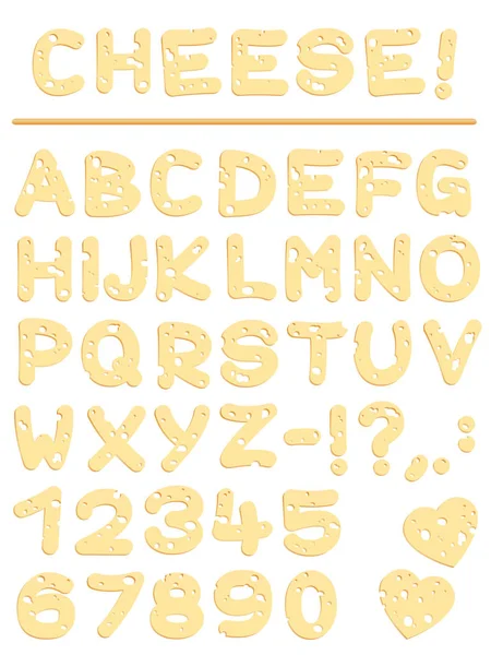 Lettres de polices de fromage — Image vectorielle