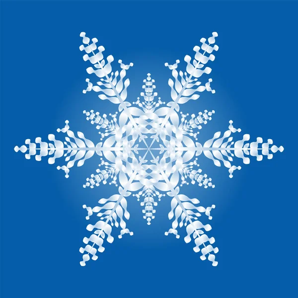 One Snowflake On Blue Background — Stock Vector