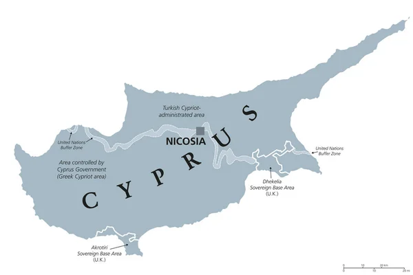 Mapa político de Chipre —  Vetores de Stock