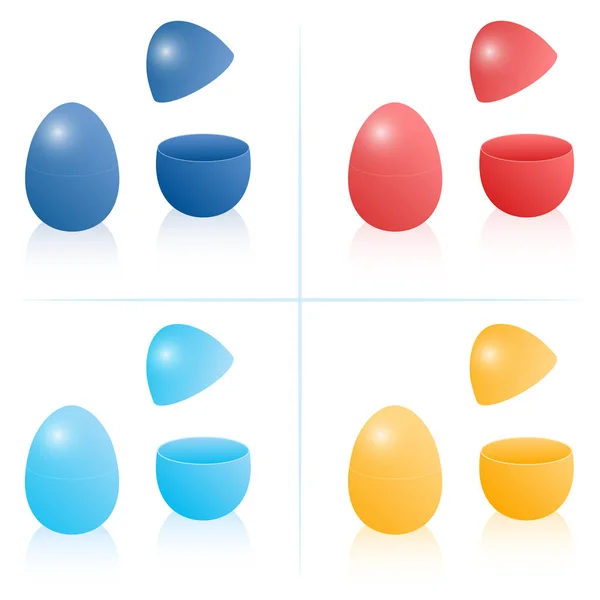 Пасхальное яйцо Наполняемые коробки Открытые закрытые пластиковые предметы — стоковый вектор