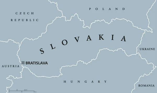 Mapa político da Eslováquia — Vetor de Stock