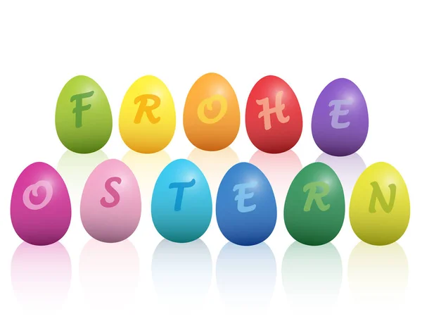 Happy Easter Frohe Ostern German Text — 图库矢量图片
