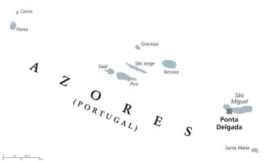 Azores political map clipart