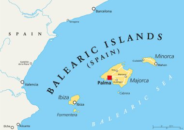 Balearic Islands political map clipart