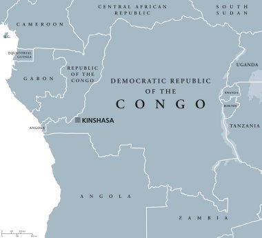 Democratic Republic of the Congo political map clipart