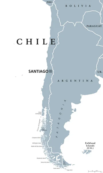 Mapa Político de Chile — Vector de stock